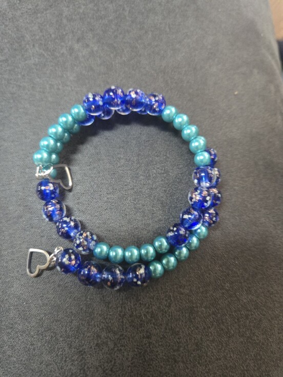 Hand Crafted Jewelry - Teal & Luminous Glass Beaded Bracelet – Wire Wrapped Handmade Accessory. 570